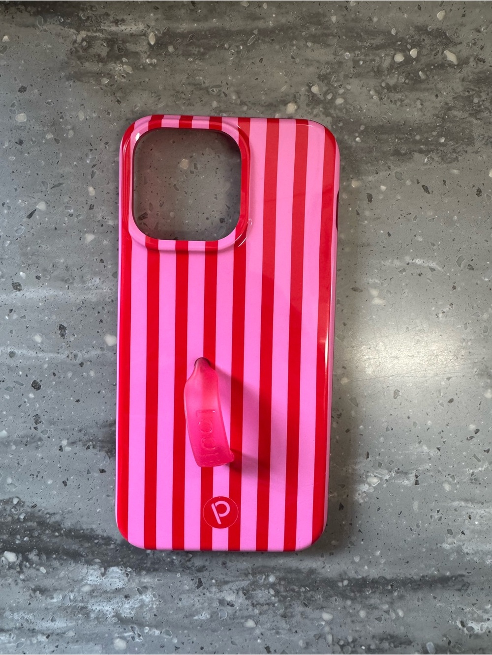15 Pro Max Loopy Case Pink and Hot Pink Striped Phone Case with Grip